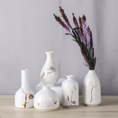 五件套陶瓷花瓶清新水培植物小花插花器简约素雅格调摆饰现代家居