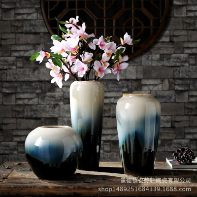 现代美时尚地中海风格陶瓷颜色窑变釉台面花瓶家居客厅摆件装饰