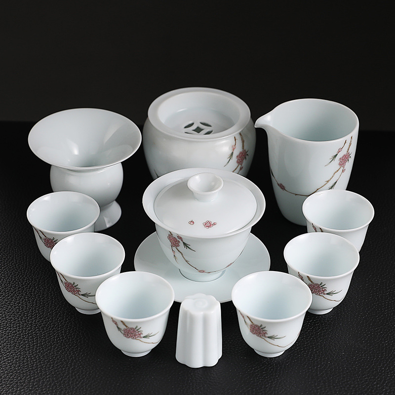 茶具套装陶瓷12件套创意高档家用建水茶叶罐茶具白瓷礼品功夫茶具
