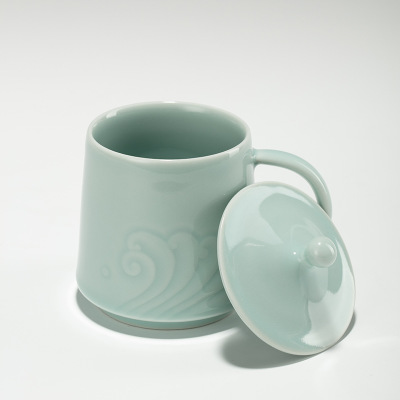厂家直销龙泉青瓷茶杯创意简约陶瓷杯办公杯水杯商务礼品杯可定制