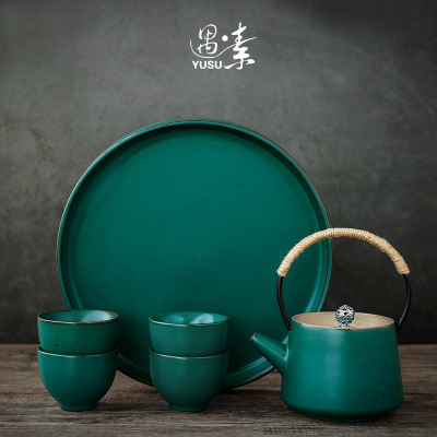 遇素 日式便携旅行茶具整套手提包生活小调陶瓷提梁壶一壶四杯