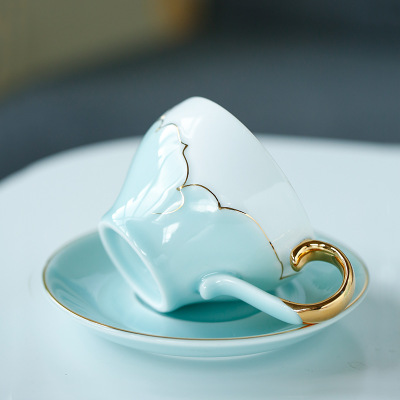 厂家批发定制手工描金陶瓷咖啡杯碟咖啡壶欧式咖啡具套装奶茶壶