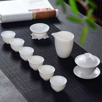 陶客源 羊脂玉瓷茶具套装定制logo 白瓷茶具批发 茶具一件代销