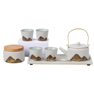 创意陶瓷茶具旅行一壶四杯一罐带盘功夫茶具商务礼品套装礼品定制