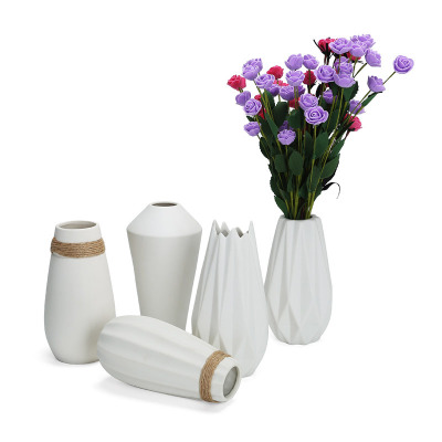 简约白色素烧陶瓷大花瓶 欧式家居工艺品摆件 假花插花陶瓷花器
