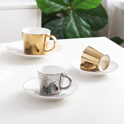倒影陶瓷咖啡杯轻奢镜面杯碟套装ins北欧下午茶茶具LOGO定制