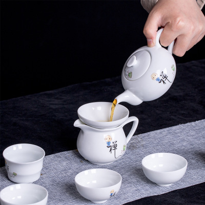 德化陶瓷禅意功夫茶具套装家用白瓷茶杯茶壶泡茶