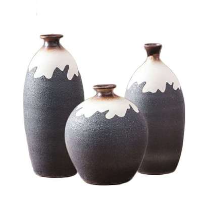 手工雕刻花瓶家居客厅摆件景德镇陶瓷花瓶三件套花瓶批发厂家直销