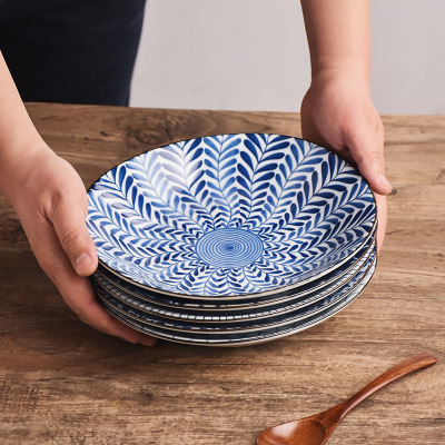 8寸餐盘日本进口陶瓷餐具波佐见烧家用日式和风餐盘五入礼盒套装