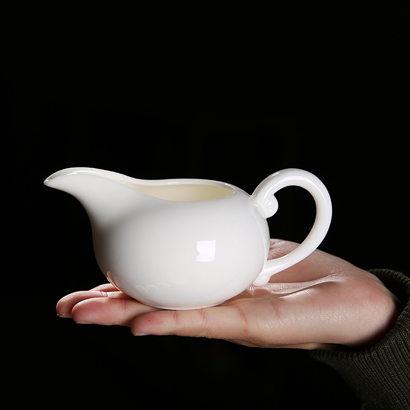 德化陶瓷公道杯手绘功夫茶具 羊脂玉白瓷茶海简约分茶器logo定制