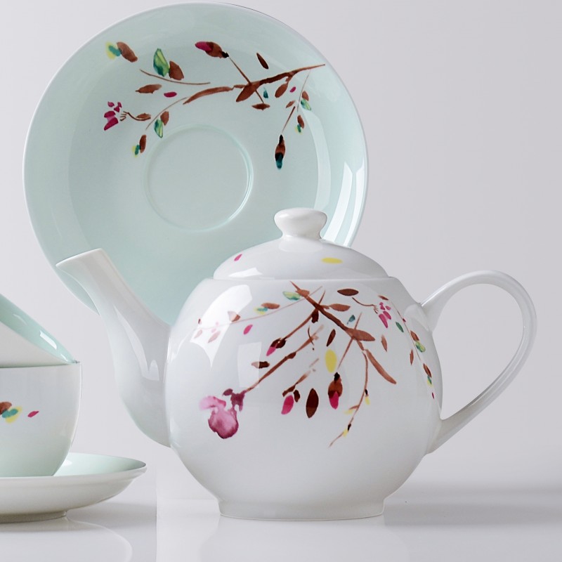 HOMY青花骨瓷茶具套装 一壶两杯两碟 釉下彩 新中式陶瓷水具定制