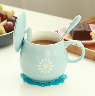 泡茶杯带盖过滤茶杯 陶瓷马克杯茶水分离杯子 渐变办公杯LOGO定制