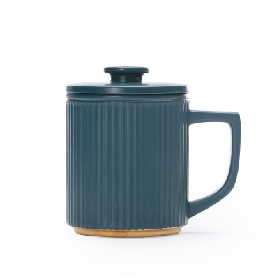 创意办公杯 陶瓷泡茶杯 带盖过滤茶水分离大容量水杯花茶杯可定制