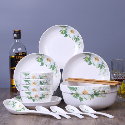 工厂直销碗碟套装餐具中式家用陶瓷碗简约风ins 鱼盘骨碟陶瓷礼品