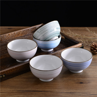 推荐 日式手绘陶瓷碗 新款碗具米饭碗套装 招财猫礼品碗4.5寸